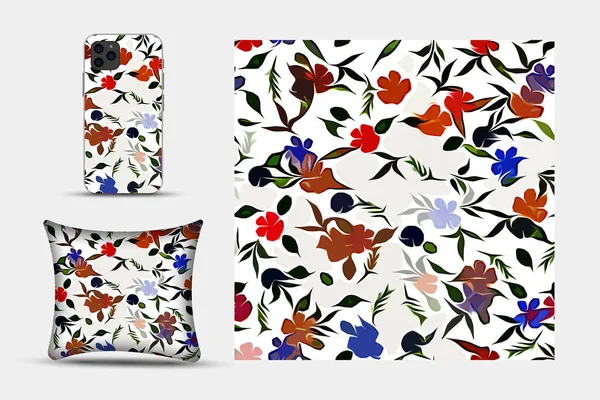 Tekstil Duvar Kağıdı Desenleri Basılabilir Dijital Illüstrasyon Çalışması Çiçek Yazdırma — Stok fotoğraf
