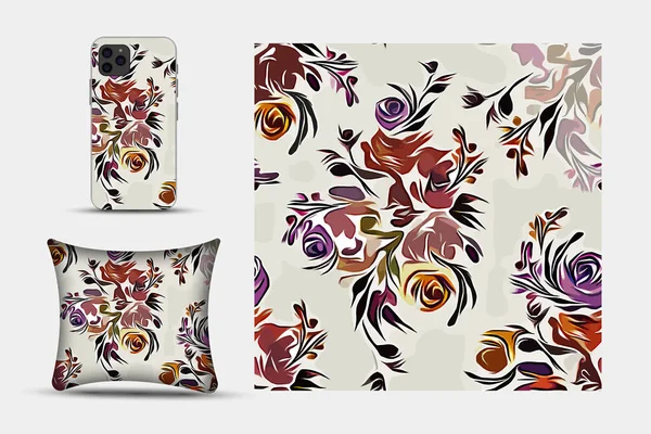 Textil Och Tapetmönster Ett Tryckbart Digitalt Illustrationsarbete Design Blommönster — Stockfoto