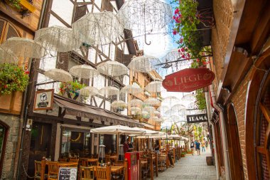  Campos 'taki turizm merkezindeki barlar ve restoranlar Jordao, Brezilya.