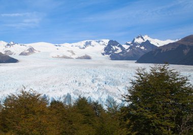 Landscape of Patagonia Glacier, Mountains with snow, ice and blue sky.