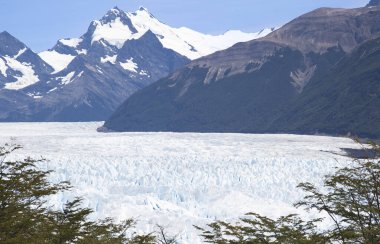 Landscape of Patagonia Glacier, Mountains with snow, ice and blue sky.