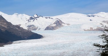 Mountains landscape with snow, ice and blue sky in Patagonia Glacier, Argentina.