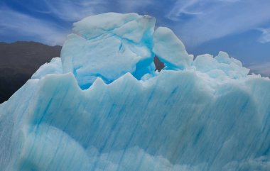Iceberg landscape in icy Patagonian waters. Ice texture.