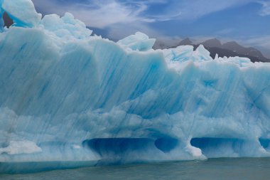 Iceberg landscape in icy Patagonian waters. Ice texture.