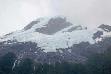 Mountain landscape with ice and snow in glacier in Patagonia, Argentina. Ice and rocks texture.