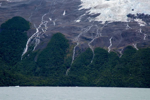 Mountain landscape with ice and snow in glacier in Patagonia, Argentina. Ice and rocks texture.