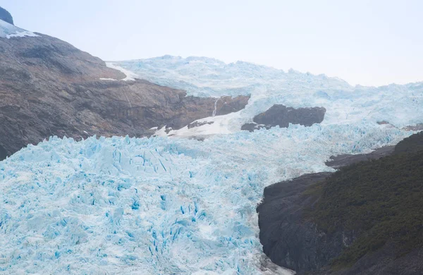 Glacier on the mountain in Patagonia with a lot of ice.