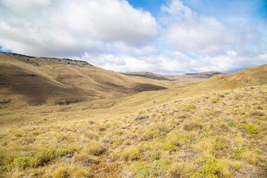 Patagonian mountains landscape and copy space.