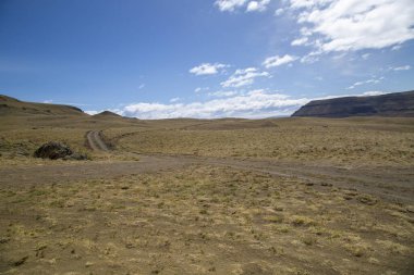 Patagonian mountains landscape and copy space.