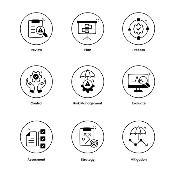 İş Risk Yönetimi. Düzenlenebilir Vuruşlu Modern Düz Satır Simgeleri.