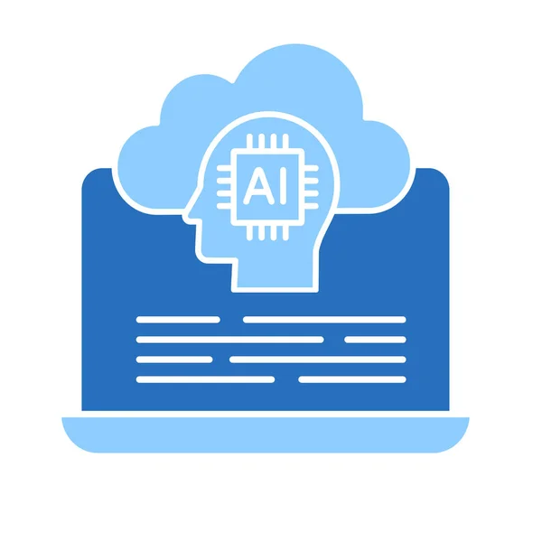 Cloud Computing Con Icon Illustra Concetto Cloud Computing Intelligenza Artificiale — Vettoriale Stock