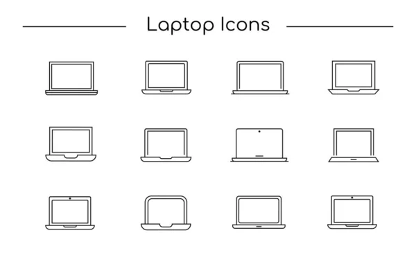 Dijital Aygıtlar ve İş Bilgisayarı Silueti Simgesi Dizüstü Dizüstü Dizüstü Dizüstü Dizayn Koleksiyonu.