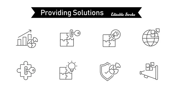 Solución Profesional Problemas Soluciones Iconos Para Próximo Proyecto Presentación — Vector de stock
