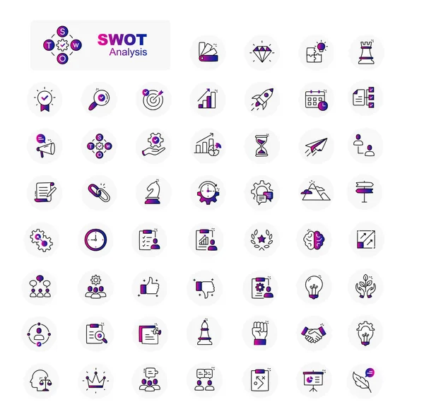 Swot Analysis Icônes Set Pour Vos Projets Icônes Avc Modifiables — Image vectorielle