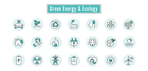 Yeşil Enerji Simgeleri: Yenilenebilir, sürdürülebilir ve Çevre dostu. 