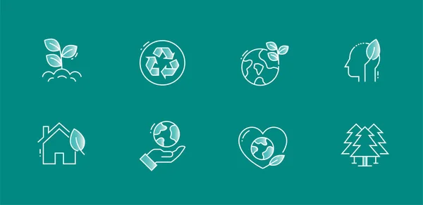 Yeşil Enerji Simgeleri: Yenilenebilir, sürdürülebilir ve Çevre dostu. 