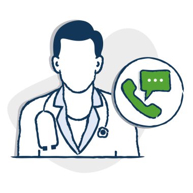 TeleHealth vektör illüstrasyonu, sanal doktor vektör illüstrasyonu, online doktor vektör illüstrasyonu, Vector Ediable Illustration. telefon doktoru vektör illüstrasyonu