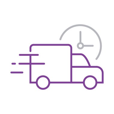 Hızlı teslimat kamyonu ikonu. Hızlı teslimat kamyonu ikonu, ekspres teslimat sembolü, hızlı nakliye kamyonu logosu, hızlı teslimat minibüsü, hızlı ulaşım ikonu, hızlandırılmış teslimat kamyonu grafiği..