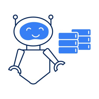 Robot with Database Icon: A Symbol of Intelligence and Efficiency.	
