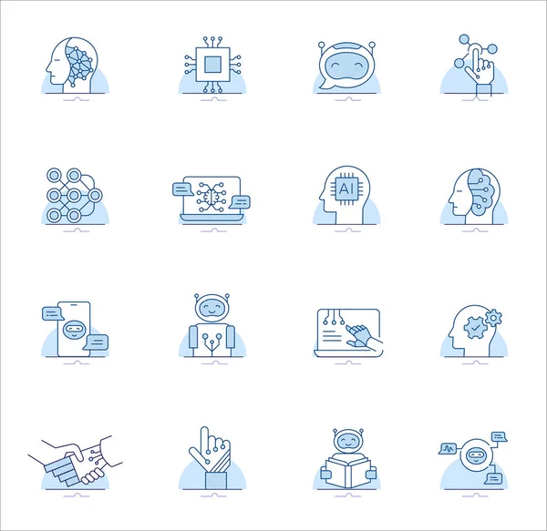 Artificial Intelligence Line Icons Thin Line Icons Robotics Vector Icons — Vettoriale Stock