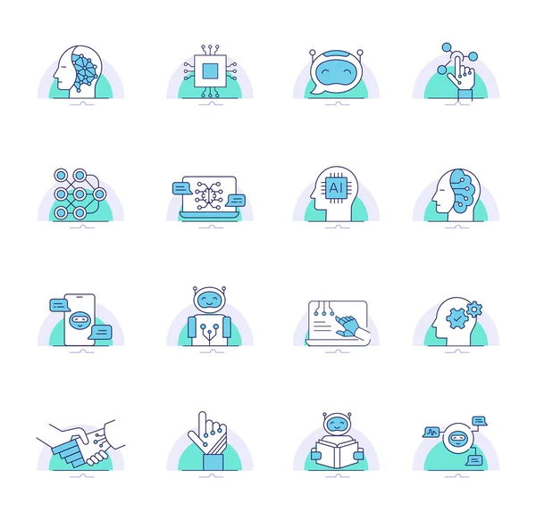 Artificial Intelligence Line Icons Thin Line Icons Robotics Vector Icons — Stock Vector