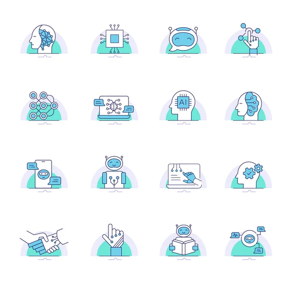 Artificial Intelligence Line Icons Thin Line Icons Robotics Vector Icons — Stock vektor