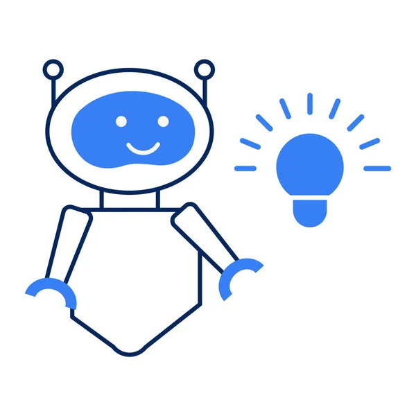 Robot Bulb Icon Symbol Creativity Innovation — Vettoriale Stock