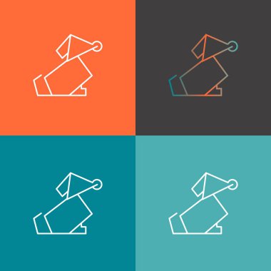 Geometrik köpek logosu, köpek logosu, vektör köpek logosu, şirin köpek logosu. Düzenlenebilir Vuruş.