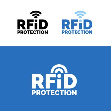 RFID koruma sembolü simgesi, güvenli veri kalkanı, RFID kalkanı. Düzenlenebilir Vuruş.
