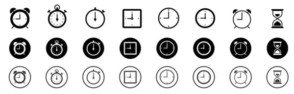 Uhrsymbolset Zeitmesskonzepte Zeitmanagement Zeitplanung Analoge Uhren Digitaluhren Zeitmesssymbole Zifferblatt Variationen — Stockvektor