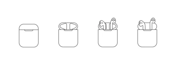 Iconos Apple Airpods Con Caja Carga Segunda Generación — Archivo Imágenes Vectoriales