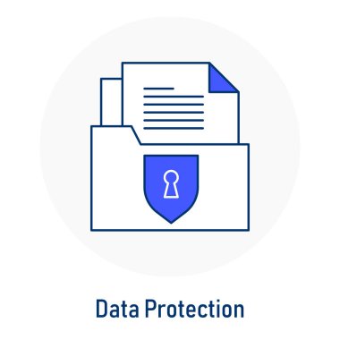 Veri Koruma GDPR Simgesi: Gizlilik Güvencesi. Düzenlenebilir Vektör Vuruşu Simgesi.