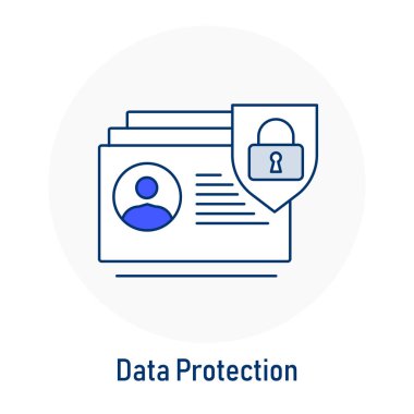 Veri Koruma GDPR Simgesi: Gizlilik Güvencesi. Düzenlenebilir Vektör Vuruşu Simgesi.