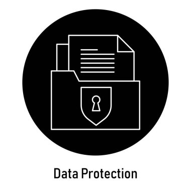 Veri Koruma GDPR Simgesi: Gizlilik Güvencesi. Düzenlenebilir Vektör Vuruşu Simgesi.