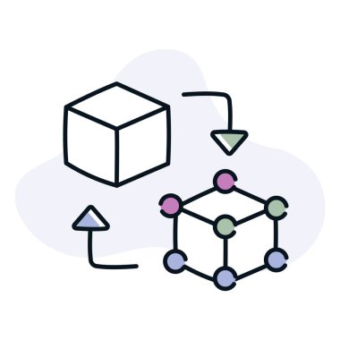 Bu sembolik ikonla dijital ikiz kavramını keşfedin. Fiziksel nesneler ve sistemlerin sanal kopyalarını temsil eden bu simge, gerçek zamanlı simülasyon ve analizi somutlaştırır.