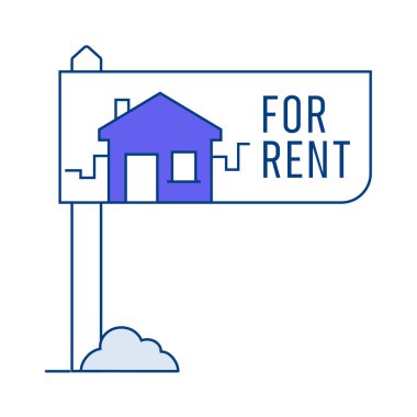 Ev simgesi için kira tabelası kiralık konutların ve kiralık konutların bulunabilirliğini gösterir.