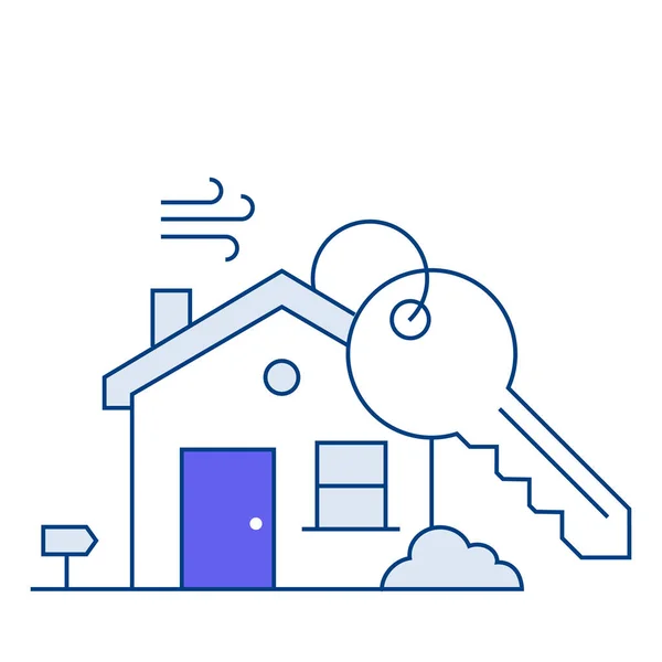 Das Haus Mit Einem Schlüsselsymbol Symbolisiert Den Schlüssel Zum Eigenheim — Stockvektor