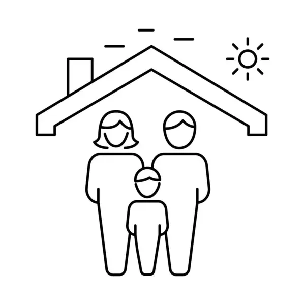 Family Front House Icon Family Home Happy Living Family Front — Stock Vector