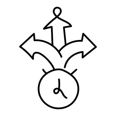 Sola ve sağa giden üç oklu saat, zamanın ilerlemesini ve sürekli gelişmeye olan bağlılığı temsil ediyor..