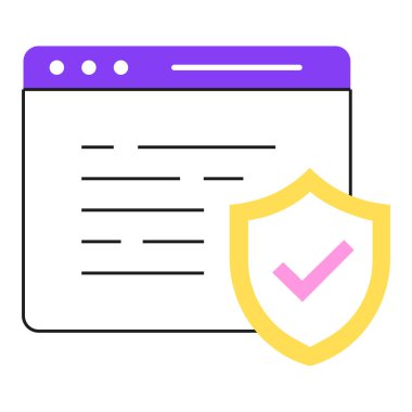 Web sitesi Güvenlik Simgesi. Bu simge çevrimiçi tehditlere ve kırılganlıklara karşı güvenlik ve savunmayı temsil ediyor.