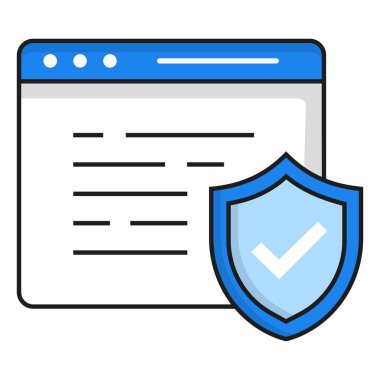 Web sitesi Güvenlik Simgesi. Bu simge çevrimiçi tehditlere ve kırılganlıklara karşı güvenlik ve savunmayı temsil ediyor.
