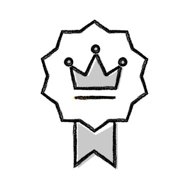 Crown Rozet Simgesi. Kraliyet, lüks ve başarıyı temsil eden, taç takan bir rozet simgesi..
