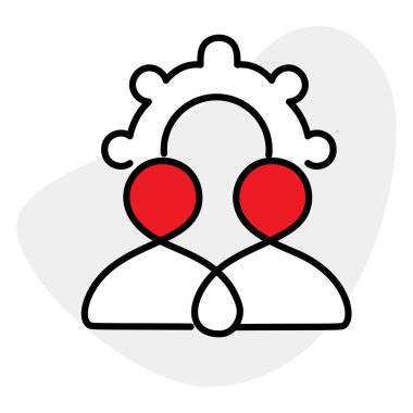 Takım çalışmasını, işbirliği ve ortaklığı temsil eden, yarı dişli iki kişinin yer aldığı bir simge..