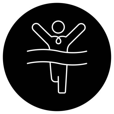 Kazanan kurdeleyi kıran bir sporcuyu temsil eden bir ikon, kazanan bir koşuyu, başarıyı ve zafer koşusunu temsil ediyor..