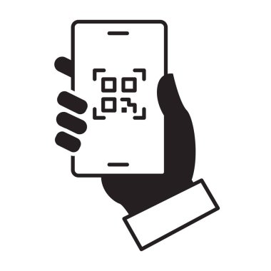 QR Kod Tarayıcı Uygulaması. QR kodlu akıllı telefon. El bilgisayarı kod okuyucusu. Simgeyi Tara ve Şifrele.