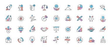 Üretkenlik Simgeleri - Üretkenliğinizi Arttırın ve Hedeflerinize Ulaşın. İşini ve hayatını düzenle. Çalışma akışını geliştir