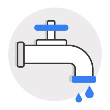 Profesyonel Tesisat Servisi Simgesi. Ayrıntılı Su Borusu Simgesi. Temiz ve Basit Musluk Simgesi.