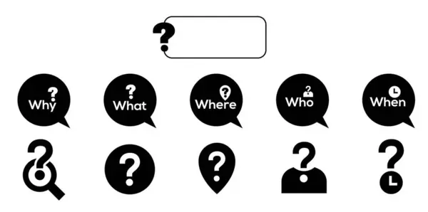 Exploring Questions Icons Curiosity Inquiry Delve Realm Inquiry Our Collection — Stockvektor