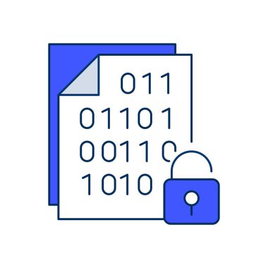 Şifrelenmiş belge simgesi ile veri güvenliğini güvence altına almak, şifreleme yoluyla hassas bilginin korunmasını sembolize etmek, izinsiz erişimden korumak.