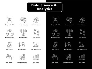 Veri Bilimi ve Analiz Simgeleri - Derin Öğrenme, Veri Eğilimleri ve Görselleştirme Sembolleri